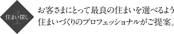 住まい探し｜お客さまにとって最良の住まいを選べるよう住まいづくりのプロフェッショナルがご提案。